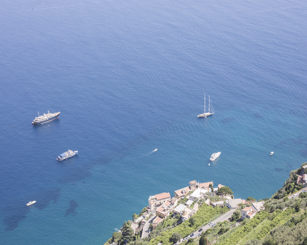 Cliff edge views of the Amalfi coast Italy