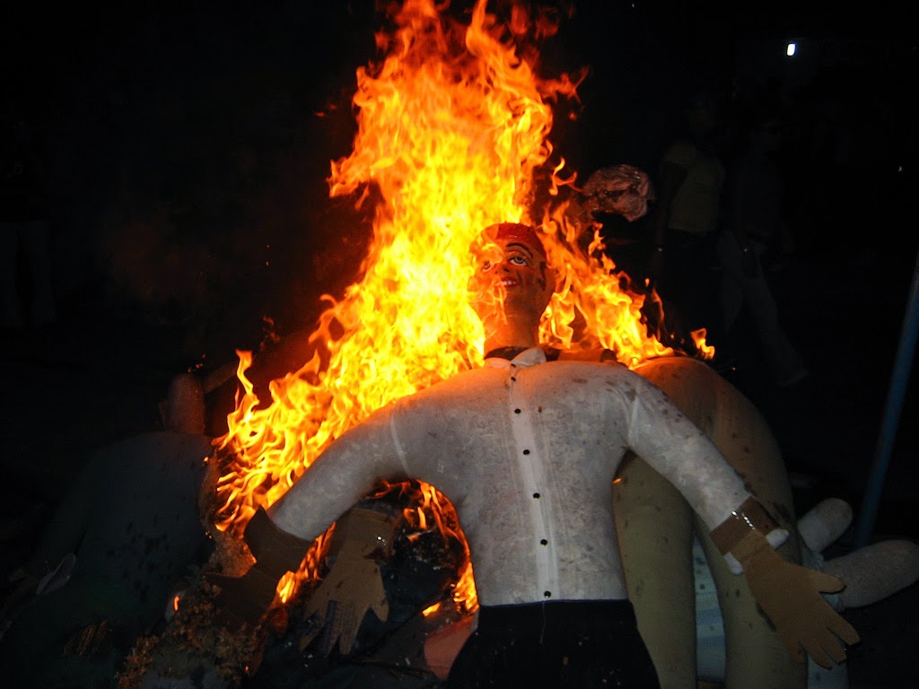 Burning an effigy on New Years Eve in Ecuador
