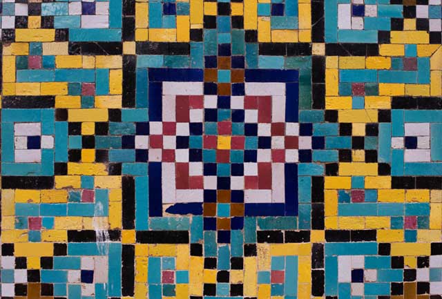 Intricate tile mosaic, Iran