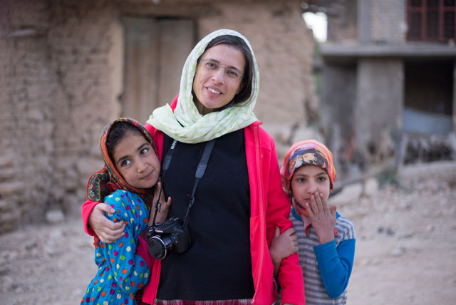 Tourist with local girls, Iran